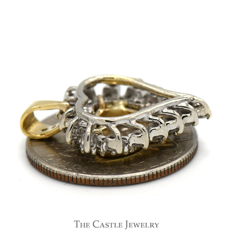 Open Heart Shaped 3/4cttw Diamond Cluster Pendant in 14k Yellow Gold