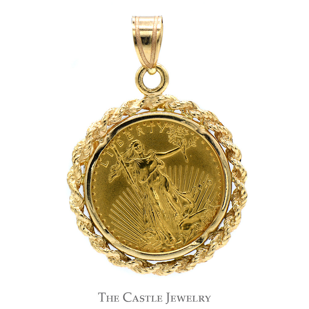 Liberty Coin Pendant with Rope Bezel in 14k Yellow Gold – The Castle ...