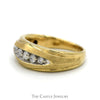 1/3cttw 5 Round Diamond Men's Band with Brush Textured Design in 10k Yellow Gold - Thumbnail 3