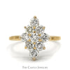 1.75cttw Marquise Shaped Diamond Cluster Ring with Notched Sides in 14k Yellow Gold - Thumbnail 1