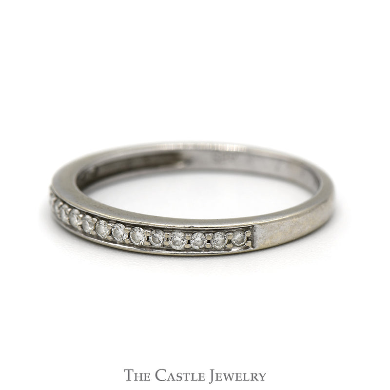 Round Brilliant Cut Diamond Wedding Band in 14k White Gold
