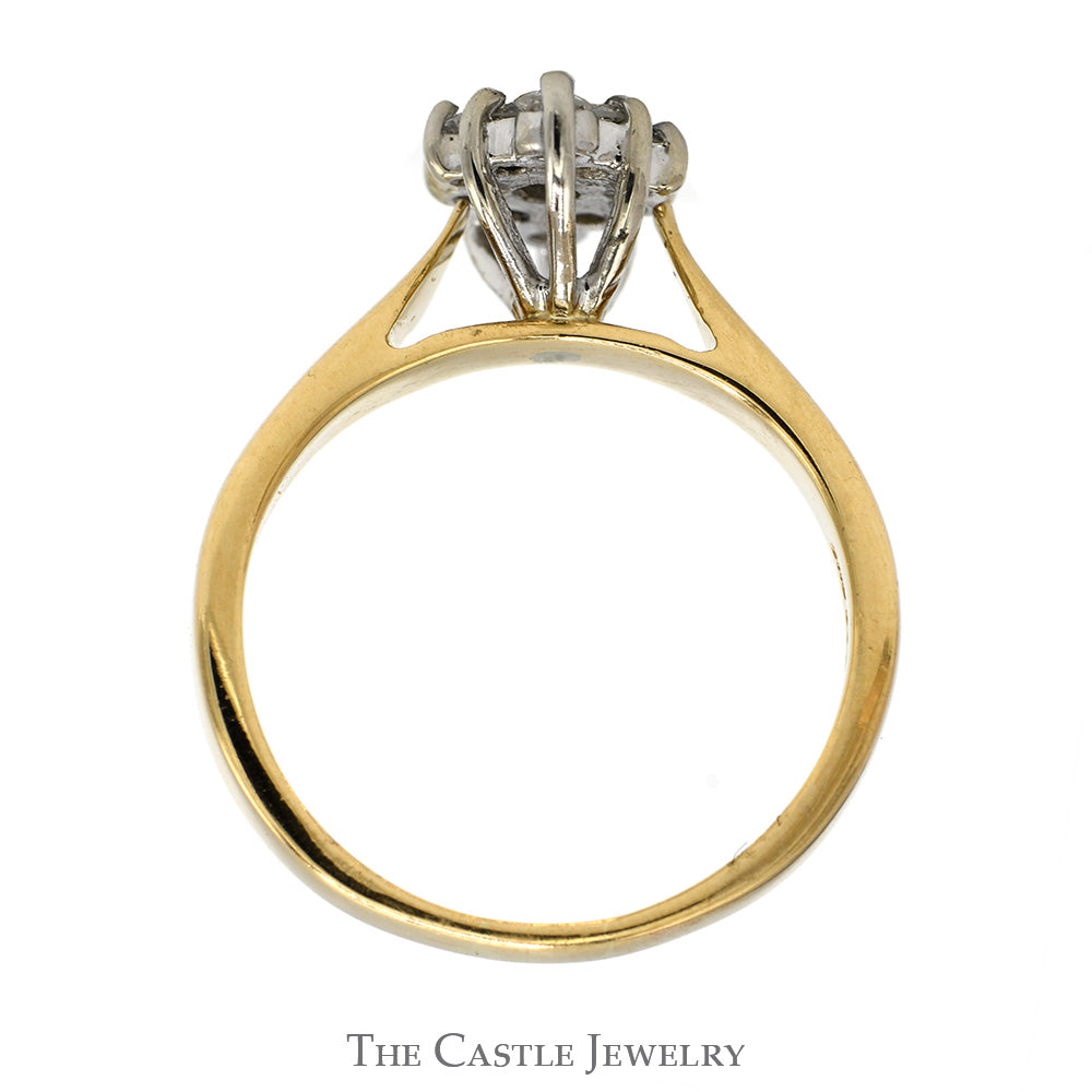 Marquise Shaped 1/2cttw Diamond Cluster Ring in 14k Yellow Gold Cathedral Mounting