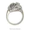 Antique Ladies Diamond Ring with Round & Single Cut Diamonds in 14k White Gold - Thumbnail 2