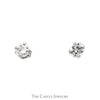 1/2cttw Round Brilliant Cut Diamond Stud Earrings in 14k White Gold Butterfly Pushbacks - Thumbnail 1