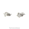 1/2cttw Round Brilliant Cut Diamond Stud Earrings in 14k White Gold Butterfly Pushbacks - Thumbnail 2