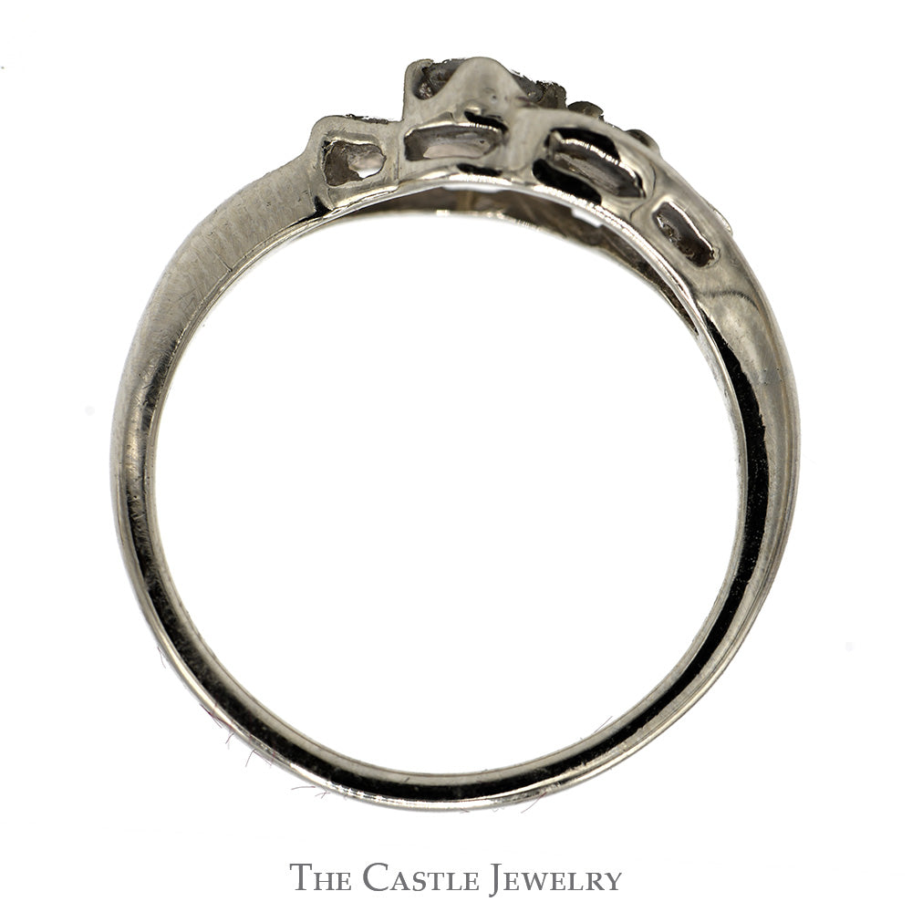 Bypass Designed Antique Style Diamond Ring in 14k White Gold