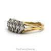 3 Row 3/4cttw Diamond Cluster Band in 14k Yellow Gold Arthritic Shank - Thumbnail 3