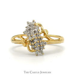 Diamond Waterfall Ring With Open Bypass Sides .25 CTTW In 14KT Yellow Gold