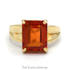 Rectangle Cut Fire Opal Ring in 10k Yellow Gold Concaved Setting - Thumbnail 1
