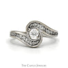 Diamond Engagement Ring .75CTTW With .25CT Round Brilliant Cut With Bypass Channel-Set Mount In 14KT White Gold - Thumbnail 1