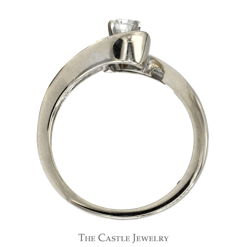 Diamond Engagement Ring .75CTTW With .25CT Round Brilliant Cut With Bypass Channel-Set Mount In 14KT White Gold