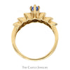 Marquise Cut Tanzanite Ring with Round & Baguette Cut Diamond Accents in 10k Yellow Gold - Thumbnail 2