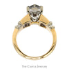 Square Shaped Illusion Set Diamond Ring with Princess Cut Accented Sides in 14k White & Yellow Gold - Thumbnail 2