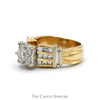 Square Shaped Illusion Set Diamond Ring with Princess Cut Accented Sides in 14k White & Yellow Gold - Thumbnail 3