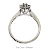 Flower Design Engagement Ring .38CTTW With .15CT Round Diamond And Diamonds In Halo And Down Sides In 10KT White Gold - Thumbnail 2
