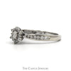 Flower Design Engagement Ring .38CTTW With .15CT Round Diamond And Diamonds In Halo And Down Sides In 10KT White Gold - Thumbnail 3