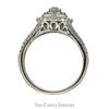 1cttw Oval Shaped Diamond Cluster Engagement Ring with Diamond Accented Split Shank Sides in 10k White Gold - Thumbnail 2