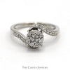 1/2cttw Diamond Cluster Engagement Ring in 14K White Gold - Thumbnail 1