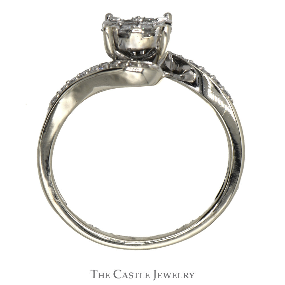 1/2cttw Diamond Cluster Engagement Ring in 14K White Gold