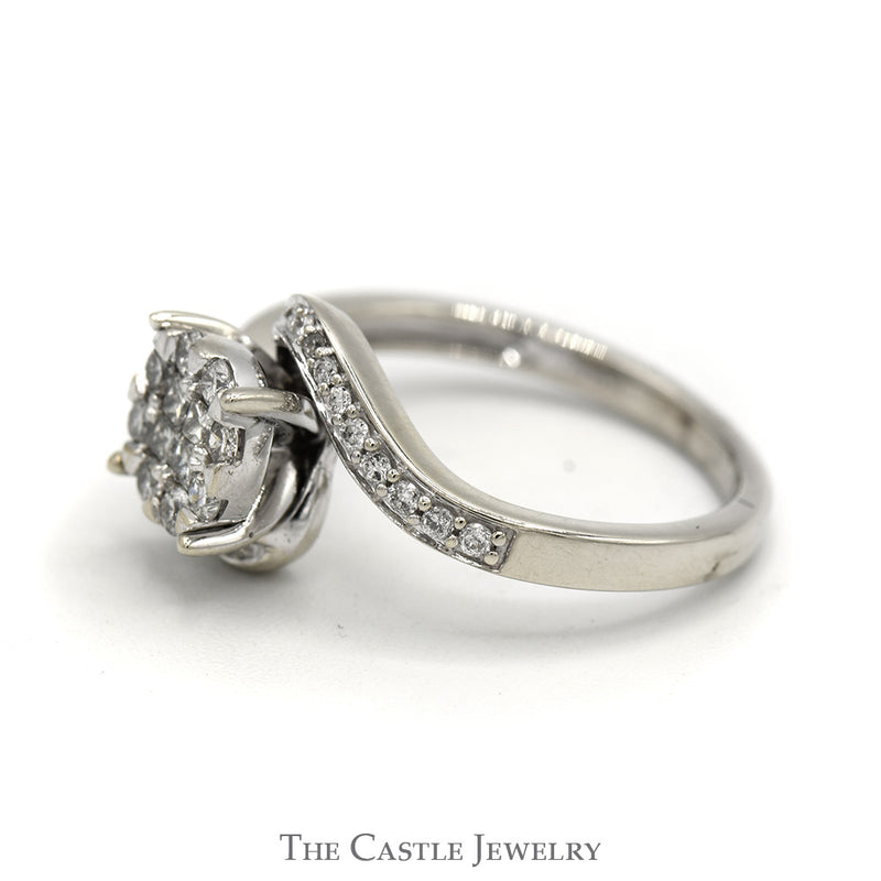 1/2cttw Diamond Cluster Engagement Ring in 14K White Gold