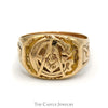 10k Yellow Gold Square & Compass Masonic Ring with Plumb & Trowel Sides - Thumbnail 1