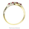 Round Ruby & Diamond Two Tone Crossover Band in 10k Yellow & White Gold - Thumbnail 2