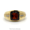 Cushion Cut Garnet Ring with Illusion Set Diamond Accents in 10k Yellow Gold - Thumbnail 1