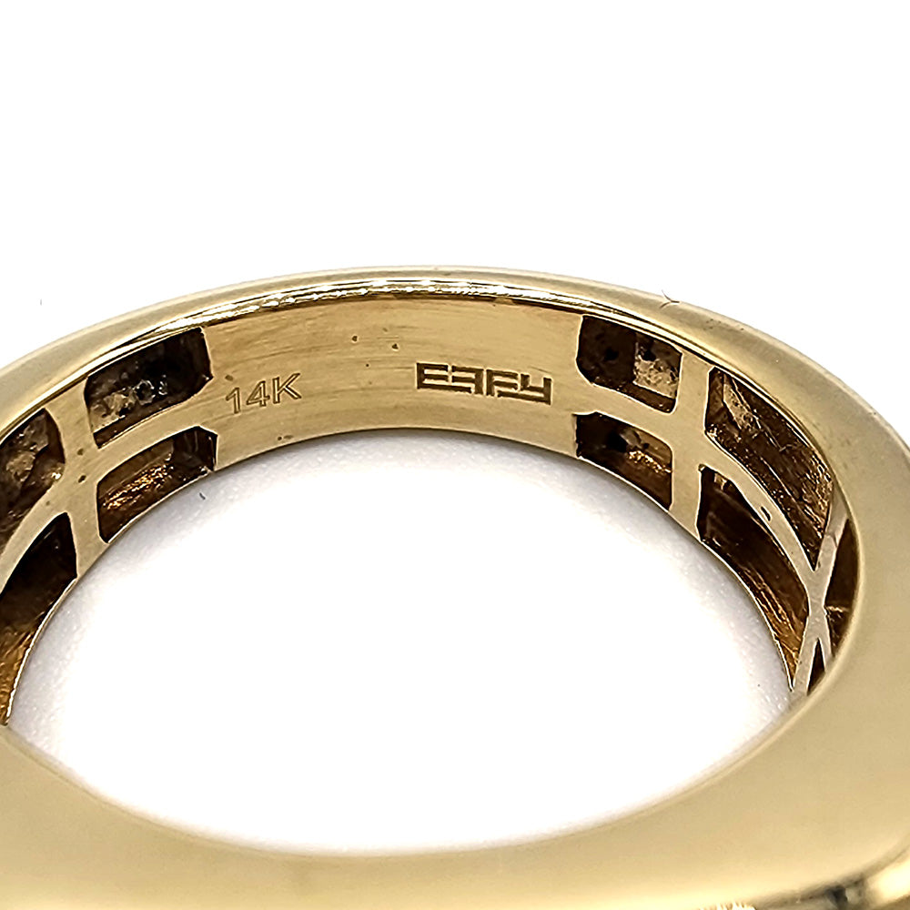 Men's Effy .96cttw Chocolate and White Diamond Designer Ring in 14k Yellow Gold