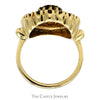 Oval Cut Garnet Shield Ring with Garnet Halo and Open Filigree Design in 10k Yellow Gold - Thumbnail 2