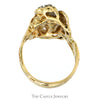 Baroque Pearl Ring with Diamond Accents in 14k Yellow Gold Vine Designed Setting - Thumbnail 2