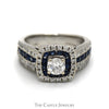 RBC Diamond Bridal Set with Sapphire Halo & Mounting in 14K WG - Thumbnail 1