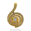 1/2cttw Diamond Cluster Pendant in Unique Swirled Vortex Design in 14k Yellow Gold - Thumbnail 1