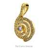 1/2cttw Diamond Cluster Pendant in Unique Swirled Vortex Design in 14k Yellow Gold - Thumbnail 2
