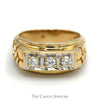 Gents 3 Diamond Ring in 14K Yellow Gold Nugget Mounting - Thumbnail 1