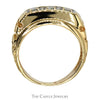 Gents 3 Diamond Ring in 14K Yellow Gold Nugget Mounting - Thumbnail 2