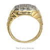 Gents 1/4cttw Diamond Cluster with Nugget Design Sides in 14K YG - Thumbnail 2