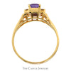 Emerald Cut Amethyst Ring with Channel Set Diamond Accents in 14k Yellow Gold - Thumbnail 2
