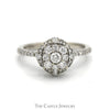1/2cttw Round Diamond Cluster Engagement Ring with Diamond Accented Sides & Halo in 10k White Gold - Thumbnail 1