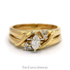 Marquise Cut Diamond Bridal Set with Diamond Accents and Soldered Band in 14k Yellow Gold - Thumbnail 1