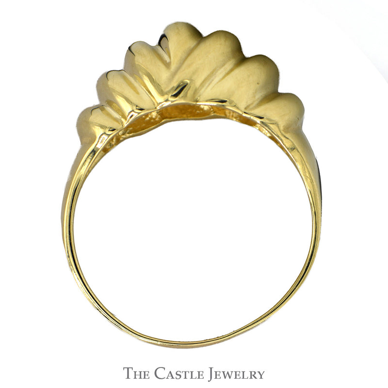 Swirled Grooved Dome Ring in 14k Yellow Gold