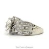 Marquise Cut Diamond Solitaire with Diamond Halo and Baguette Diamond Accented Sides in 14k White Gold - Thumbnail 3