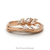 Marquise White Topaz Round Cubic Zirconia Fancy Leaf Design Stackable Band 10 Karat Rose Gold - Thumbnail 1