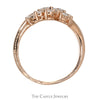 Marquise White Topaz Round Cubic Zirconia Fancy Leaf Design Stackable Band 10 Karat Rose Gold - Thumbnail 2