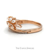 Marquise White Topaz Round Cubic Zirconia Fancy Leaf Design Stackable Band 10 Karat Rose Gold - Thumbnail 3