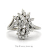Free Form 1/2cttw Diamond Flower Cluster Ring in 14k White Gold - Thumbnail 1