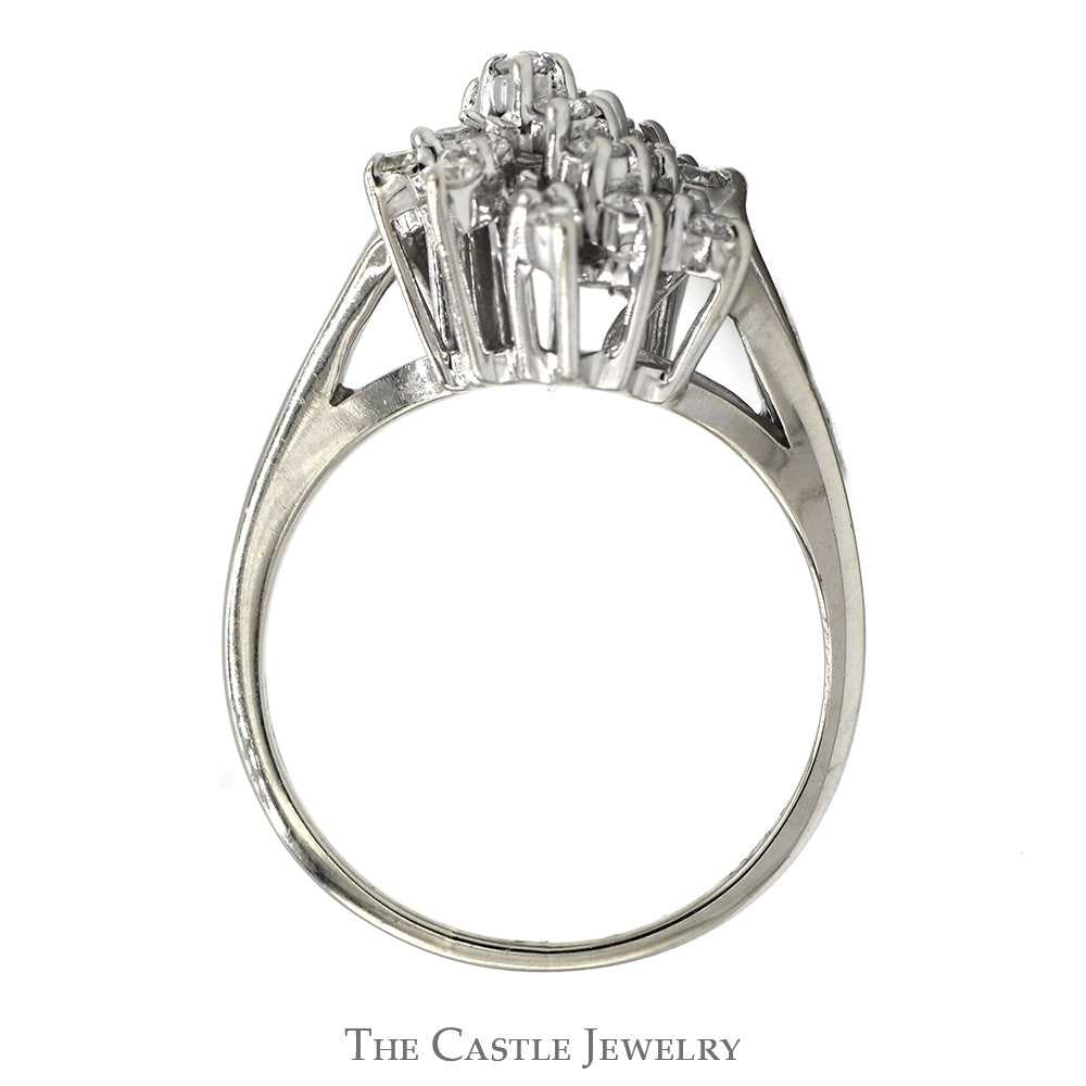 Free Form 1/2cttw Diamond Flower Cluster Ring in 14k White Gold