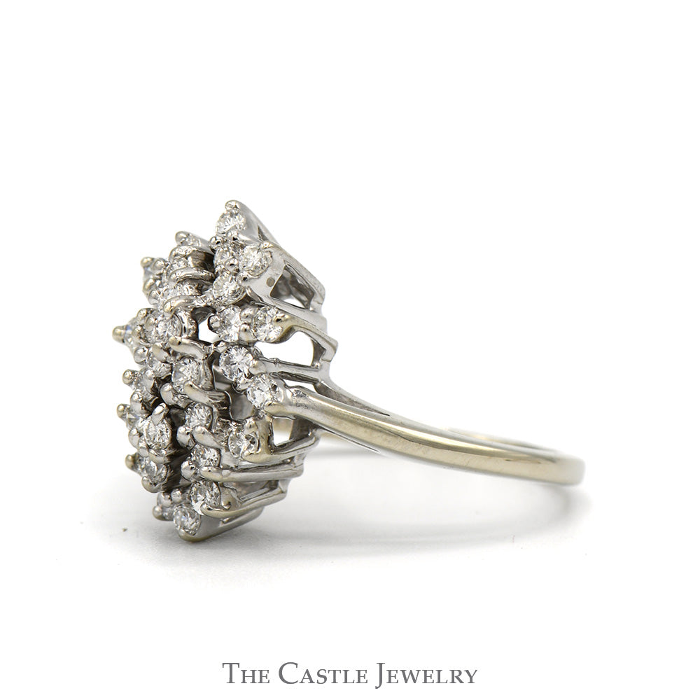 Free Form 1/2cttw Diamond Flower Cluster Ring in 14k White Gold