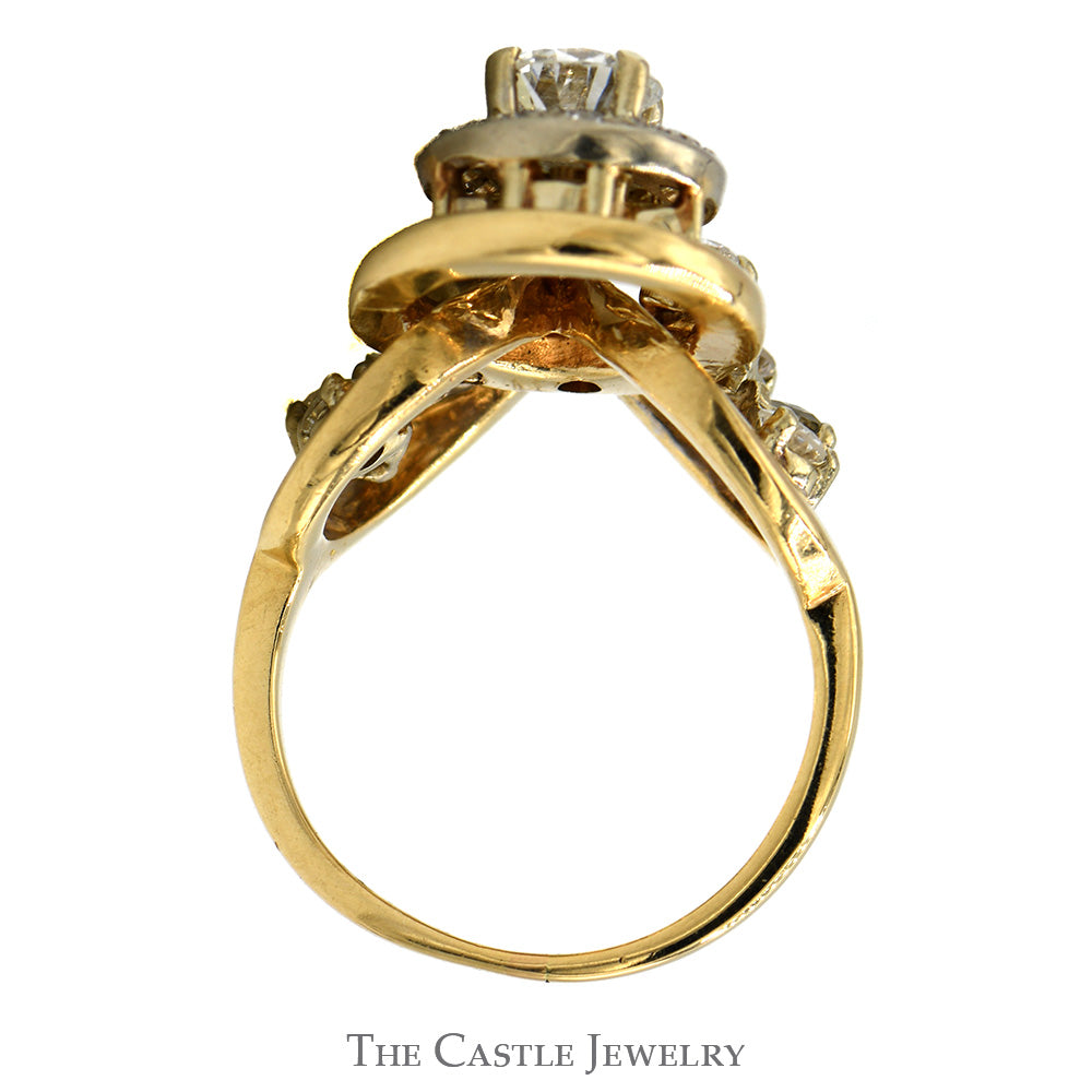 1.25cttw Freeform Vintage Inspired Diamond Cluster Ring in 14k Yellow ...