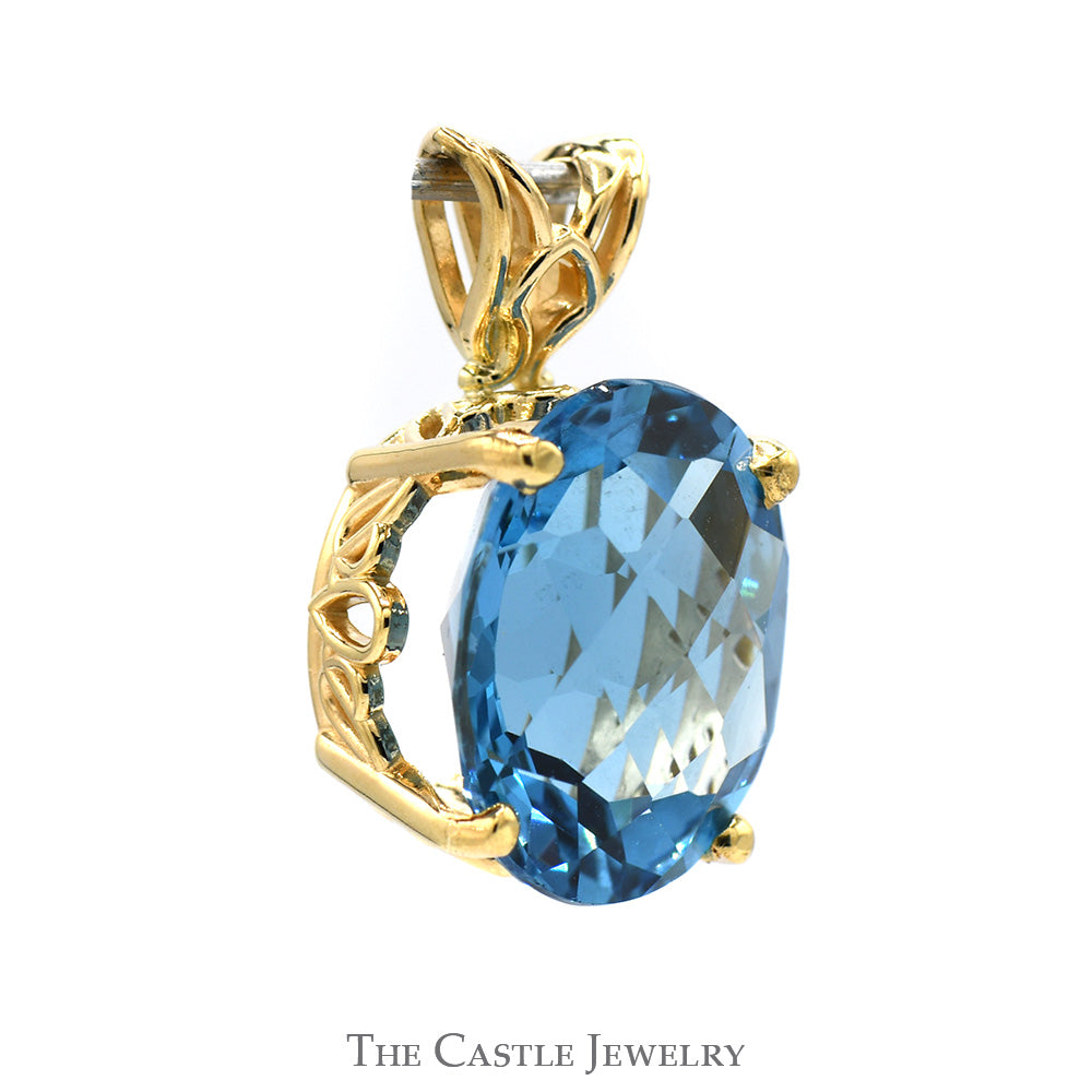 Oval Blue Topaz Pendant in 14k Yellow Gold