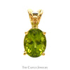 Oval Peridot Solitaire Pendant in 14k Yellow Gold - Thumbnail 1